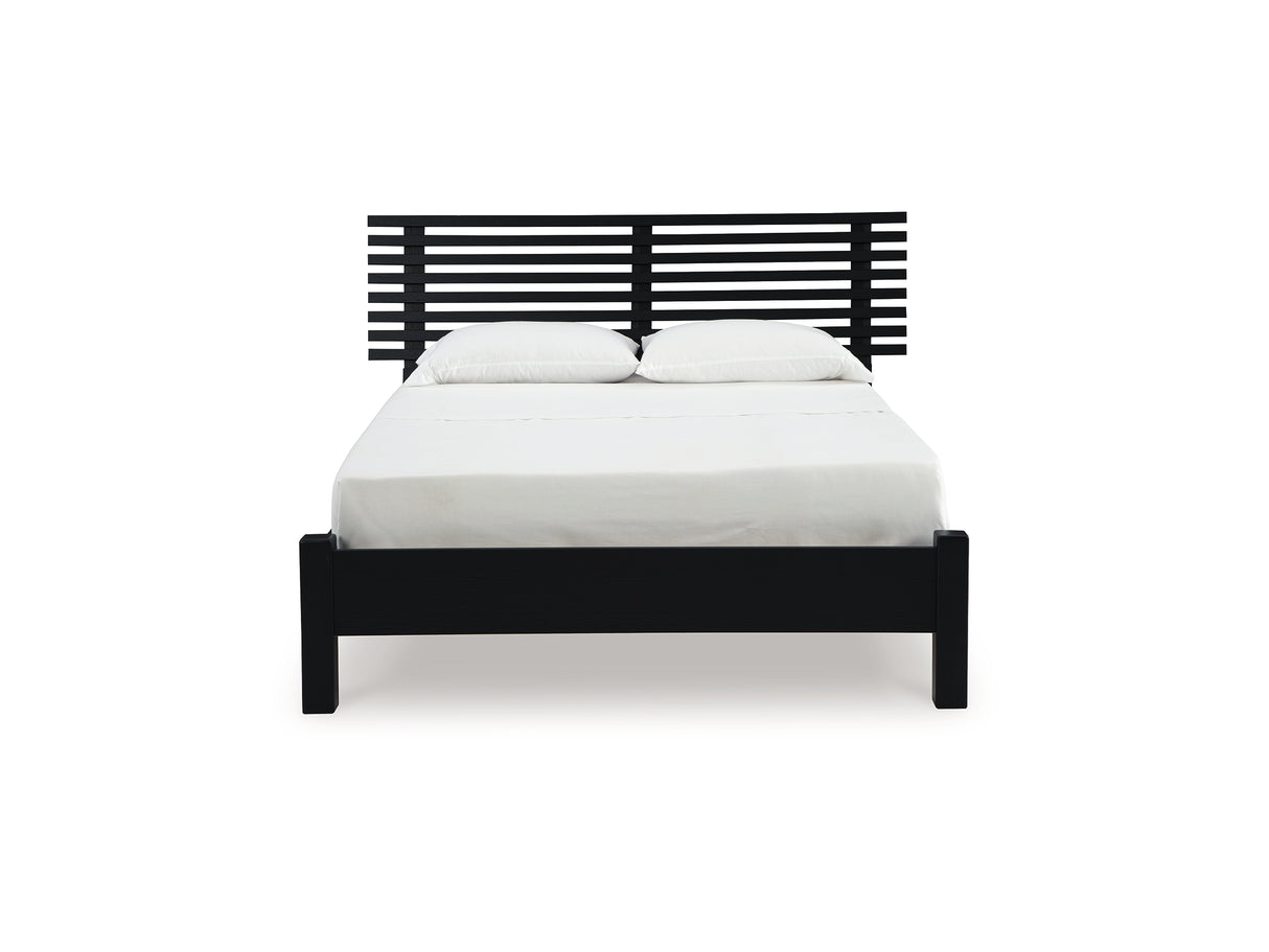 Danziar Black Queen Slat Panel Bed