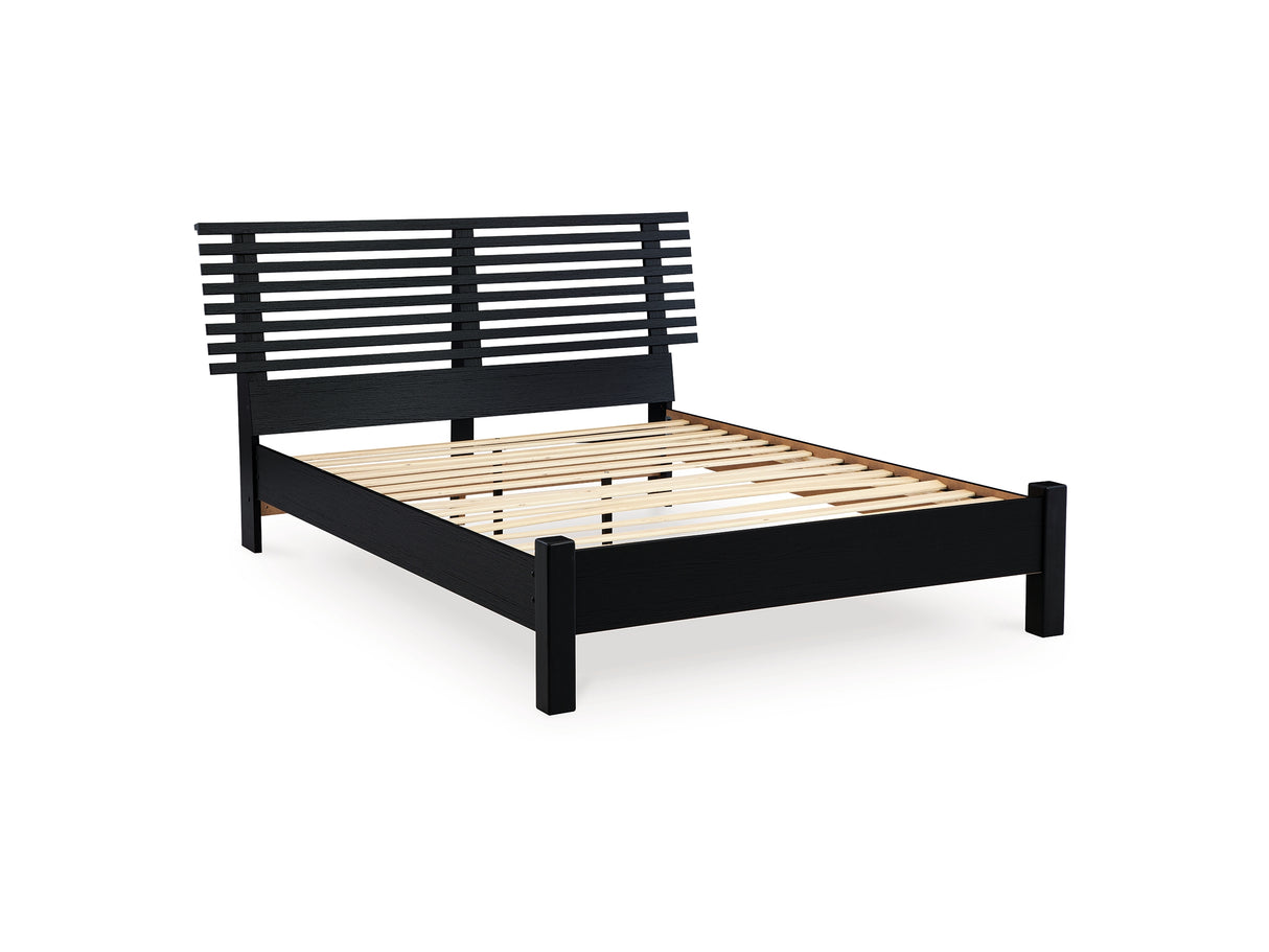 Danziar Black Queen Slat Panel Bed