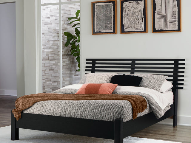 Danziar Black Queen Slat Panel Bed
