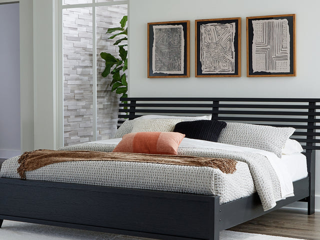 Danziar Black King Slat Panel Bed