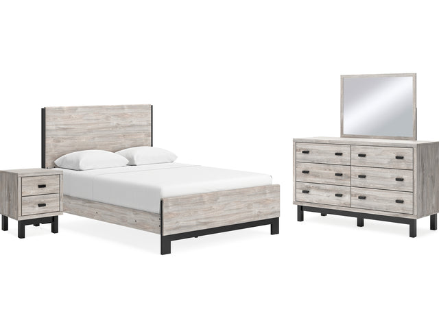 Vessalli Gray Queen Panel Bed, Dresser, Mirror And Nightstand