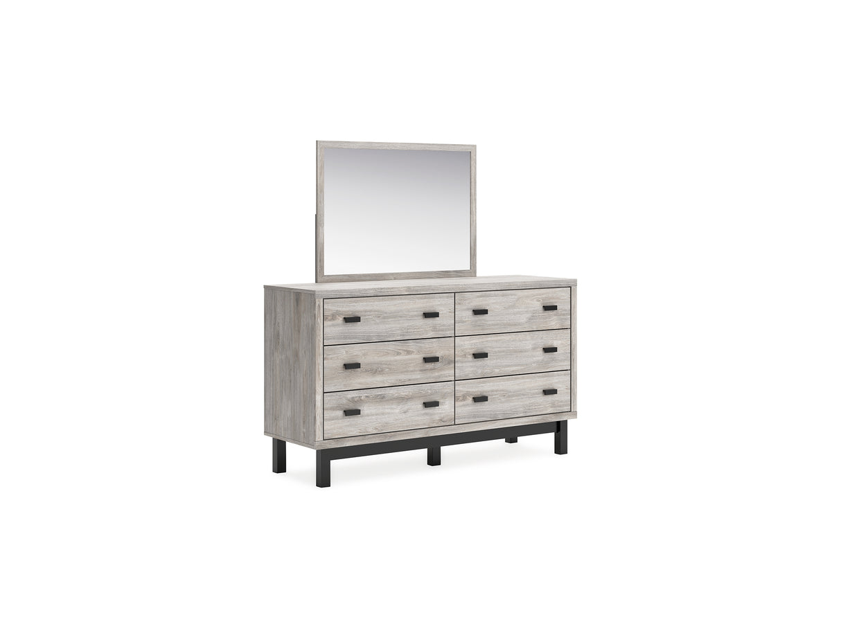 Vessalli Gray Queen Panel Bed, Dresser, Mirror And Nightstand