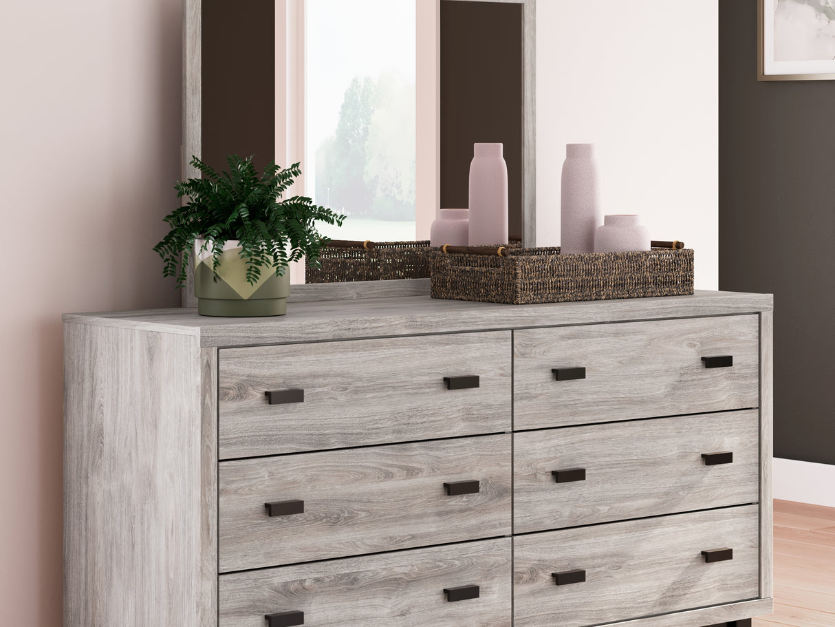 Vessalli Gray Queen Panel Bed, Dresser And Mirror