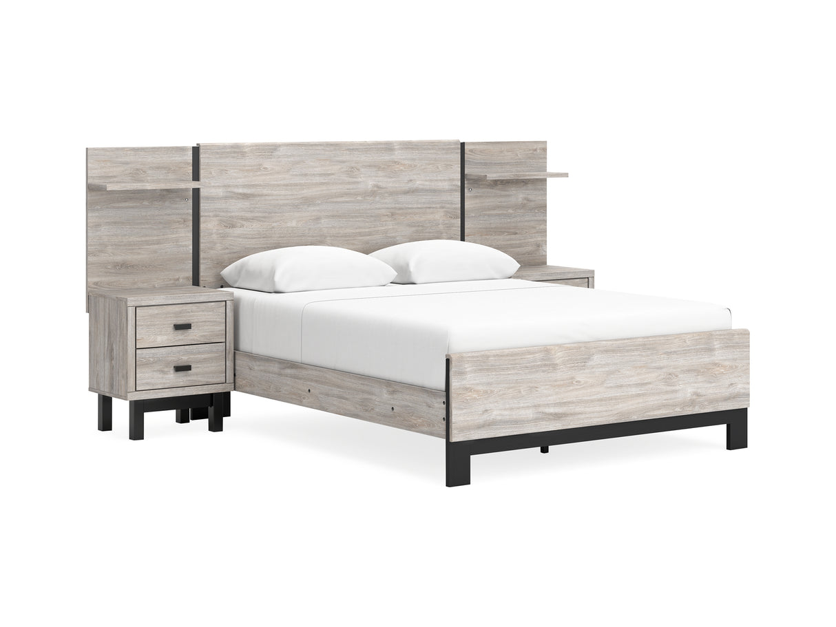 Vessalli Gray Queen Panel Bed With Extensions