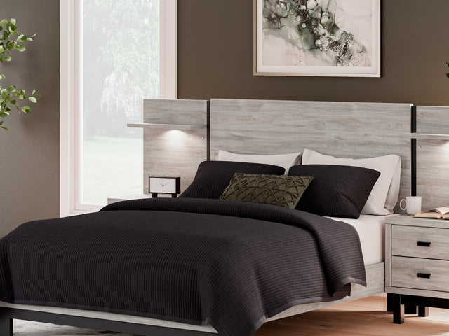 Vessalli Gray Queen Panel Bed With Extensions