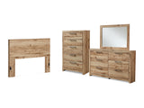 Hyanna Tan Brown Queen Panel Headboard, Dresser, Mirror And Chest