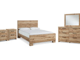 Hyanna Tan Brown Queen Panel Bed With Dresser, Mirror And 1 Nightstand