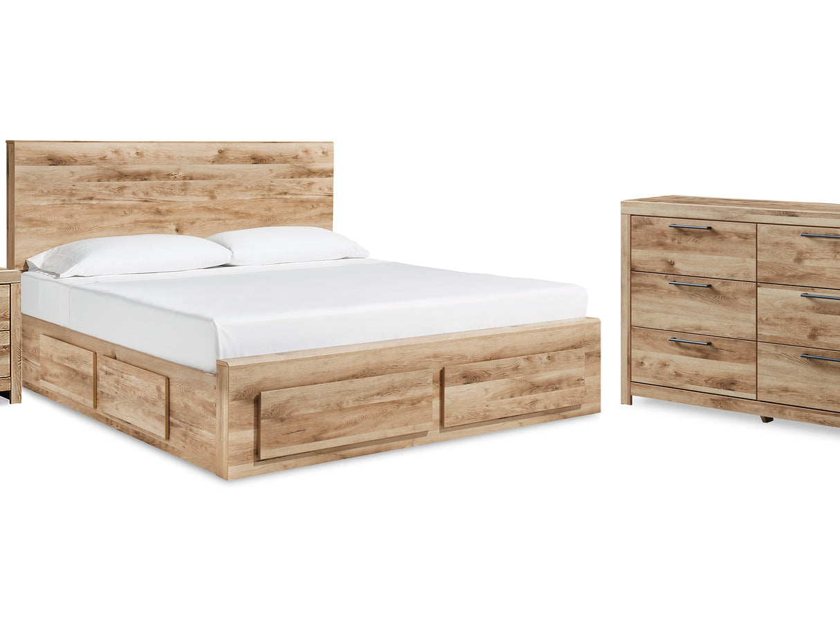 Hyanna Tan Brown Queen Storage Bed, Dresser And Nightstand