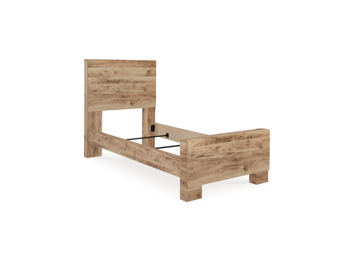 Hyanna Tan Brown Twin Panel Bed, Dresser And Mirror