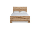 Hyanna Tan Brown Queen Panel Bed, Dresser, And Nightstand