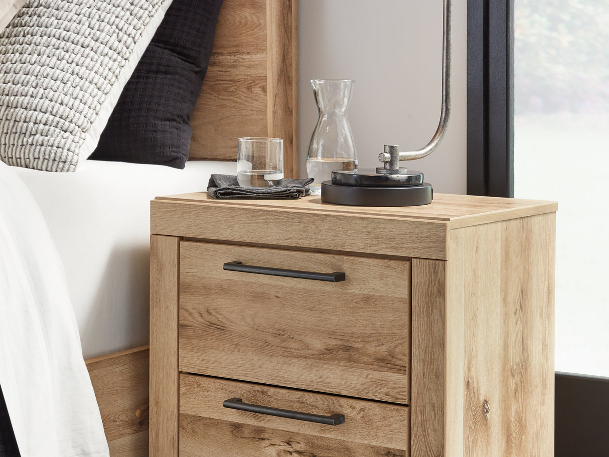 Hyanna Tan Brown Full Panel Bed, Dresser, Mirror And Nightstand