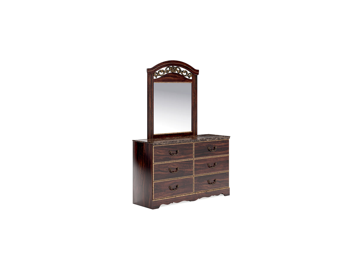 Glosmount Two-Tone Queen Poster Bed, Dresser, Mirror And Nightstand