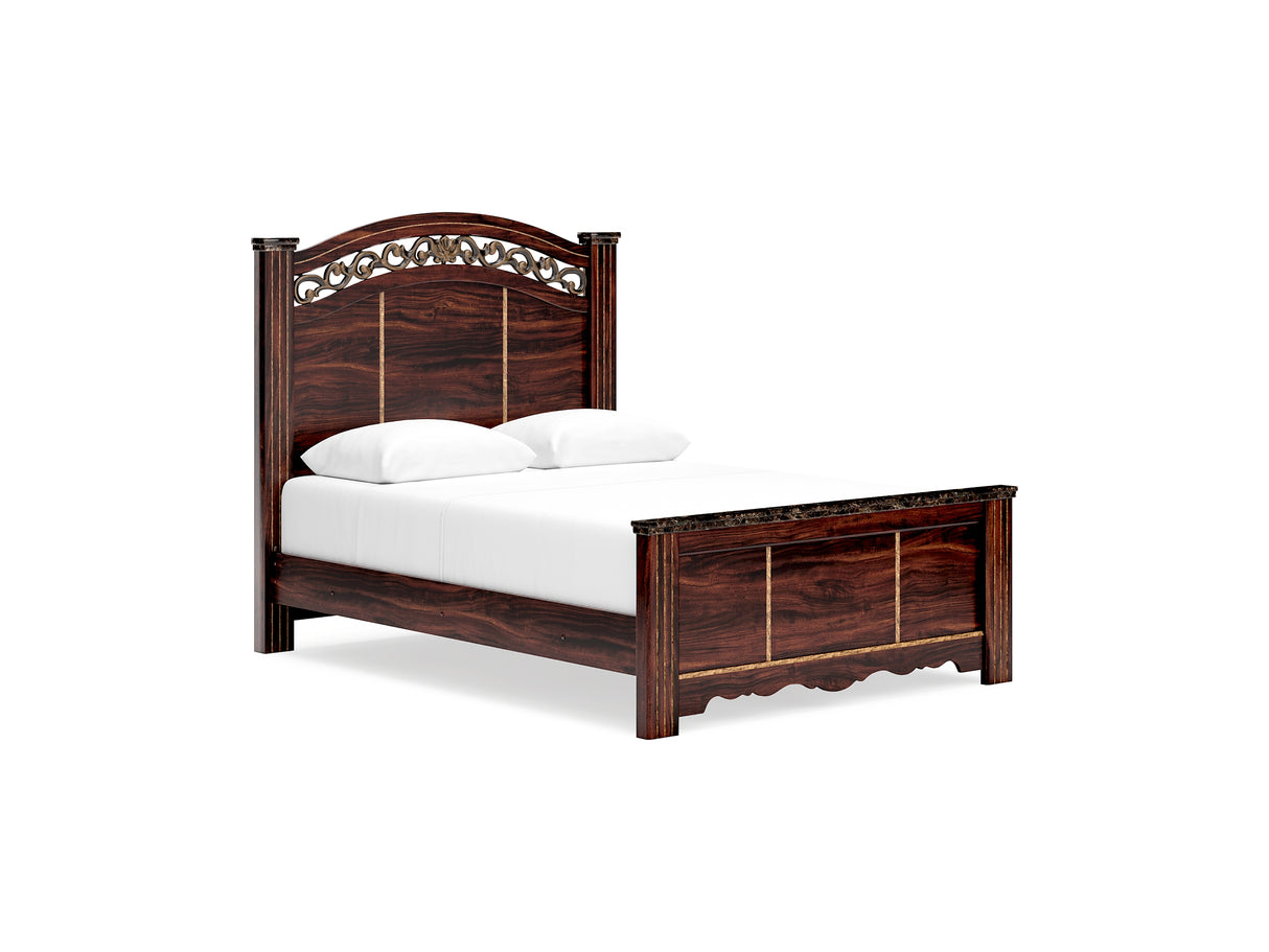 Glosmount Two-Tone Queen Poster Bed, Dresser, Mirror And Nightstand