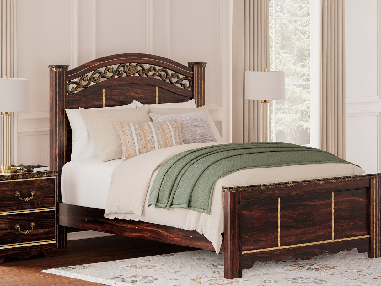 Glosmount Two-Tone Queen Poster Bed, Dresser, Mirror And Nightstand
