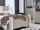Surancha Gray Queen Poster Bed, Dresser, Mirror And Nightstand
