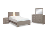 Surancha Gray Queen Panel Bed, Dresser, Mirror And Nightstand