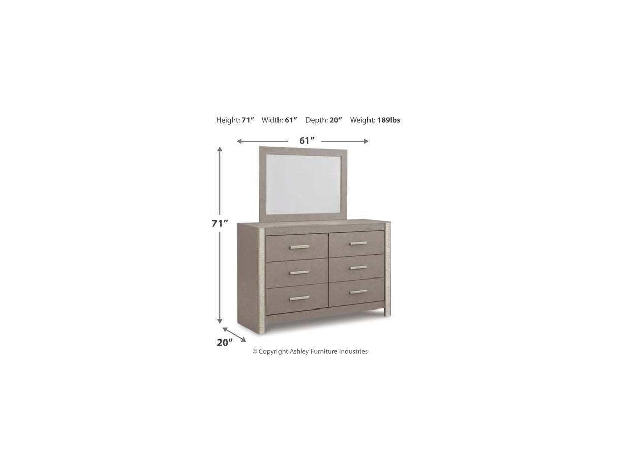 Surancha Gray Queen Poster Bed, Dresser And Mirror