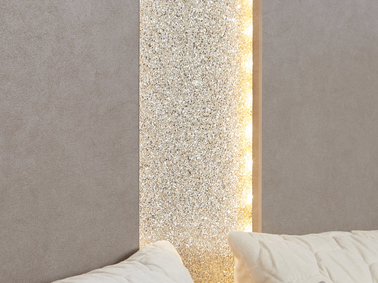 Surancha Gray Queen Panel Bed, Dresser, Mirror And Nightstand