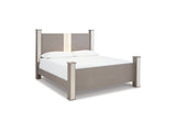 Surancha Gray King Poster Bed, Dresser And Mirror