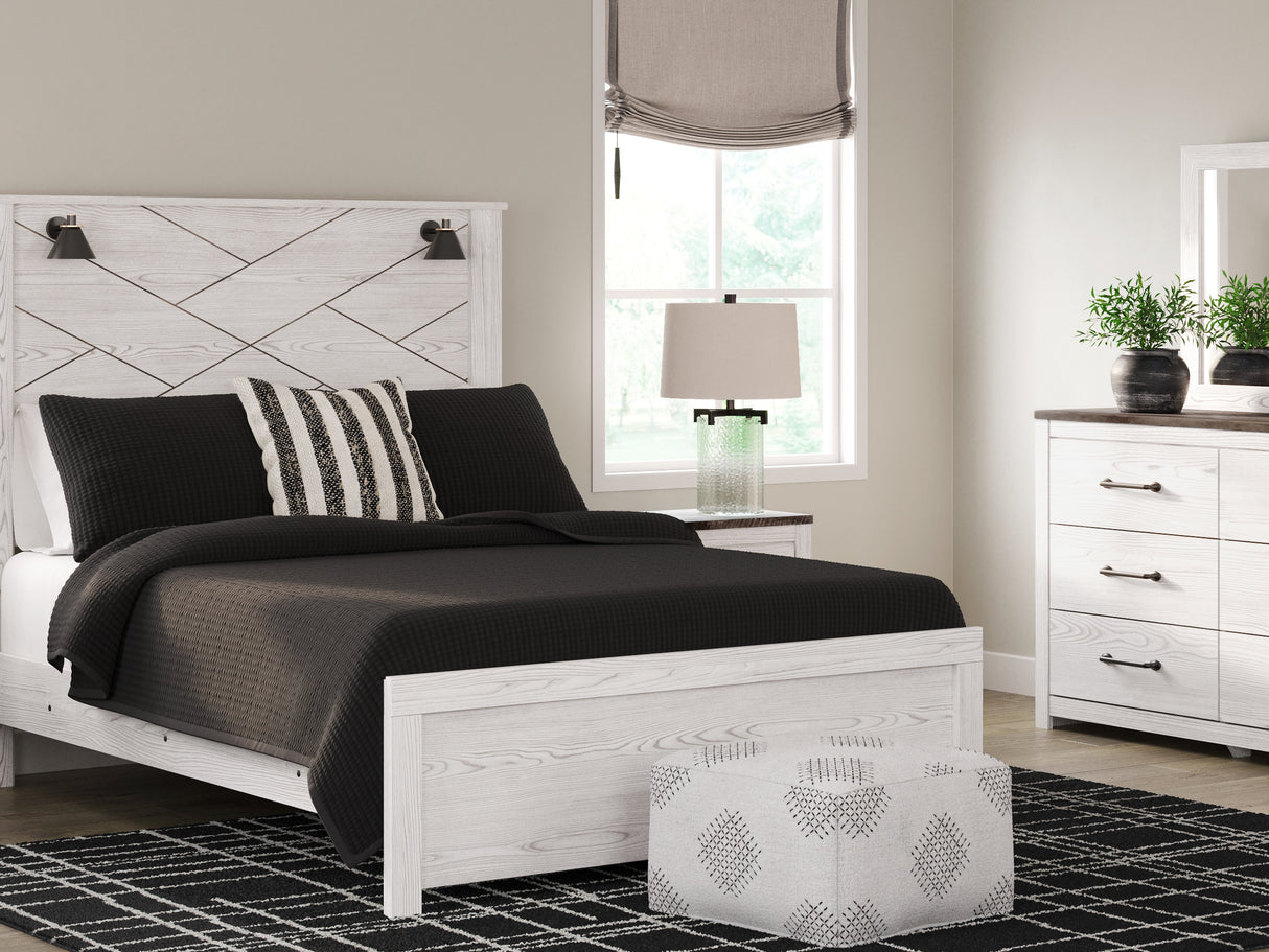 Gerridan White/Gray Queen Panel Bed, Dresser And Mirror