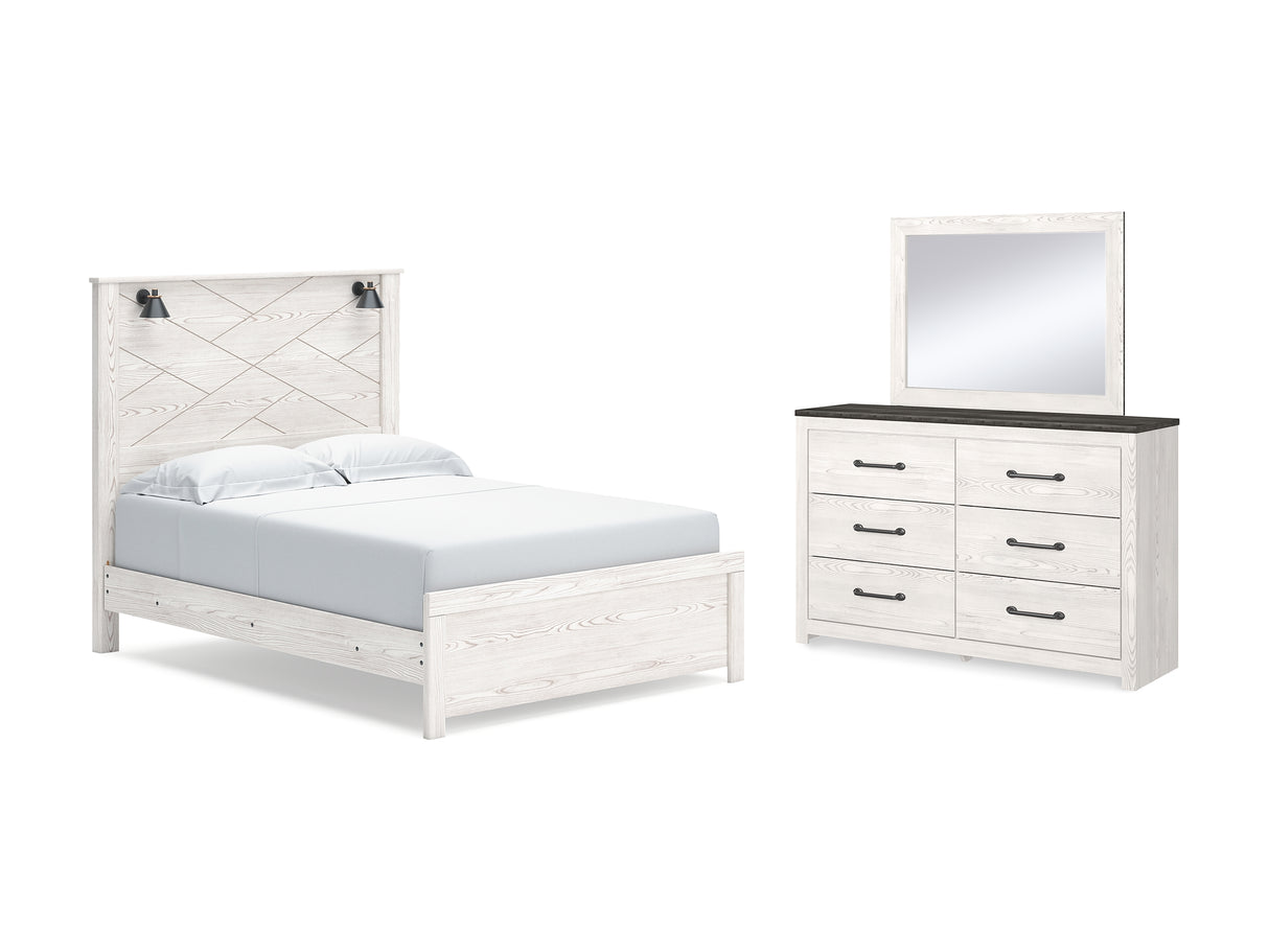 Gerridan White/Gray Queen Panel Bed, Dresser And Mirror