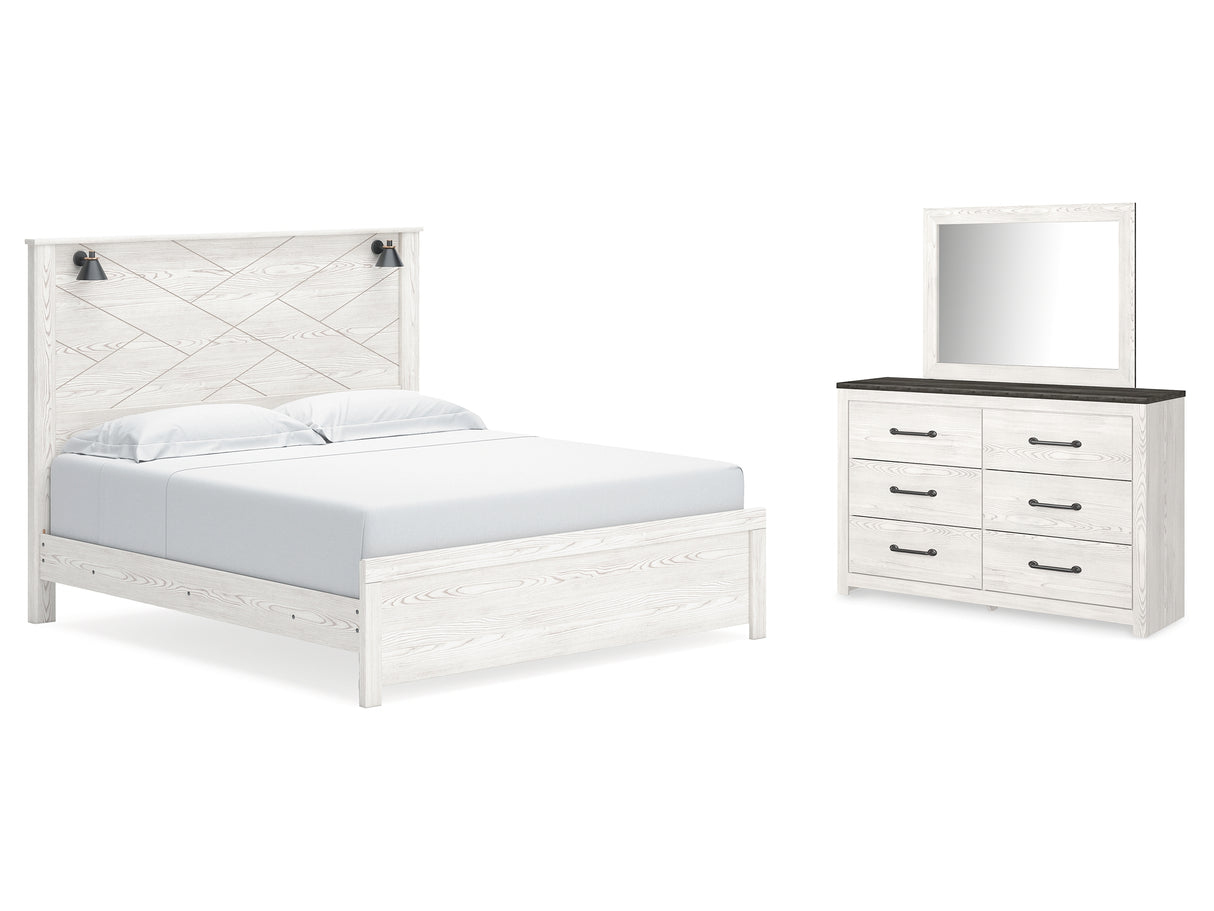 Gerridan White/Gray King Panel Bed, Dresser And Mirror