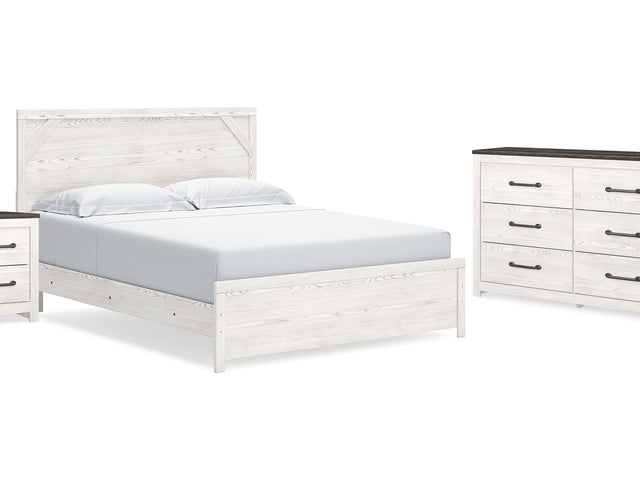 Gerridan White/Gray King Panel Bed, Dresser And Nightstand