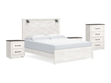 Gerridan White/Gray King Panel Bed, Chest And 2 Nightstands