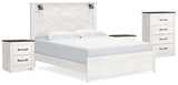 Gerridan White/Gray King Panel Bed, Chest And 2 Nightstands