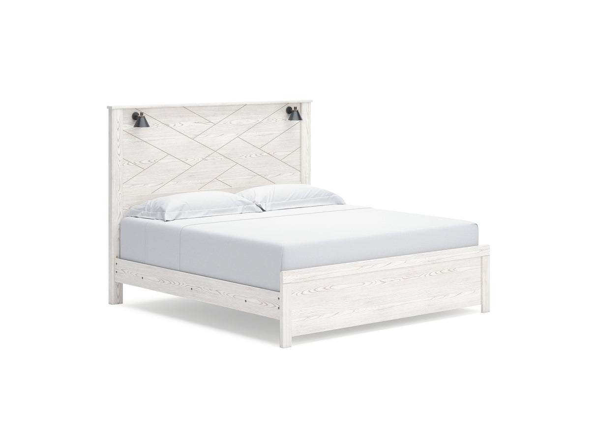 Gerridan White/Gray King Panel Bed, Dresser And Mirror