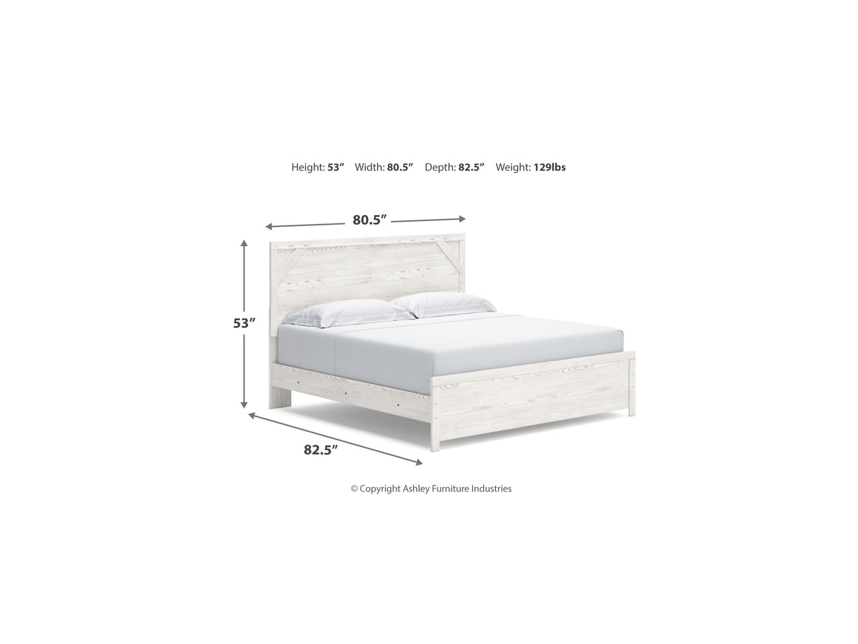 Gerridan White/Gray King Panel Bed, Dresser, Chest And 2 Nightstands