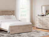 Senniberg Light Brown/White Queen Panel Bed, Dresser And Mirror