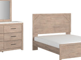 Senniberg Light Brown/White Queen Panel Bed, Dresser And Mirror