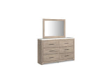 Senniberg Light Brown/White King Panel Bed, Dresser, Mirror, And Nightstand