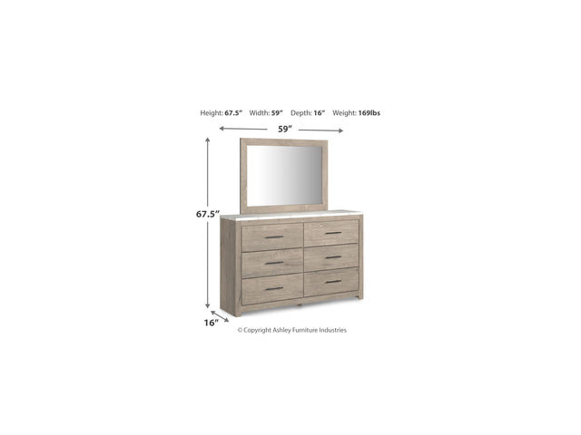 Senniberg Light Brown/White Queen Panel Bed, Dresser And Mirror