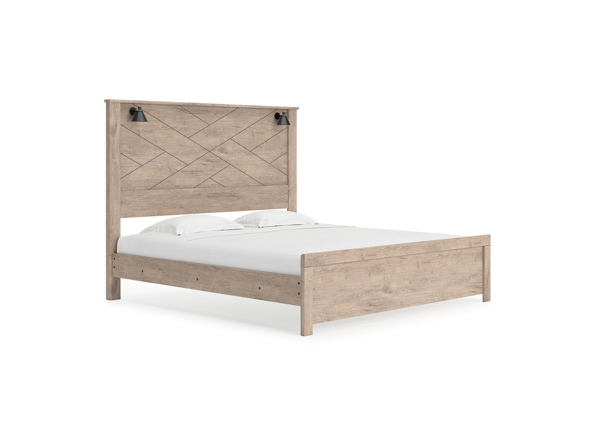 Senniberg Light Brown/White King Panel Bed