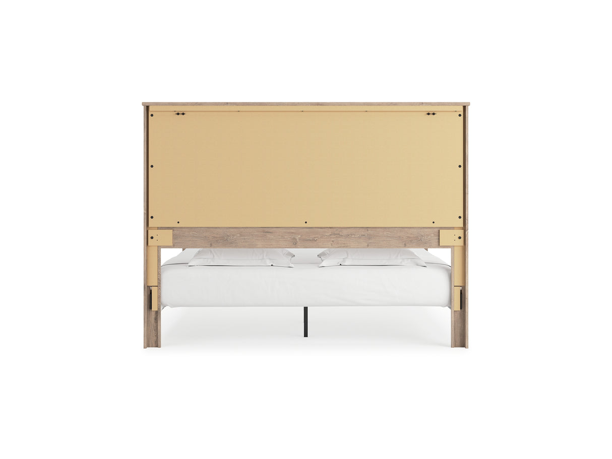 Senniberg Light Brown/White King Panel Bed, Dresser, Mirror, And Nightstand