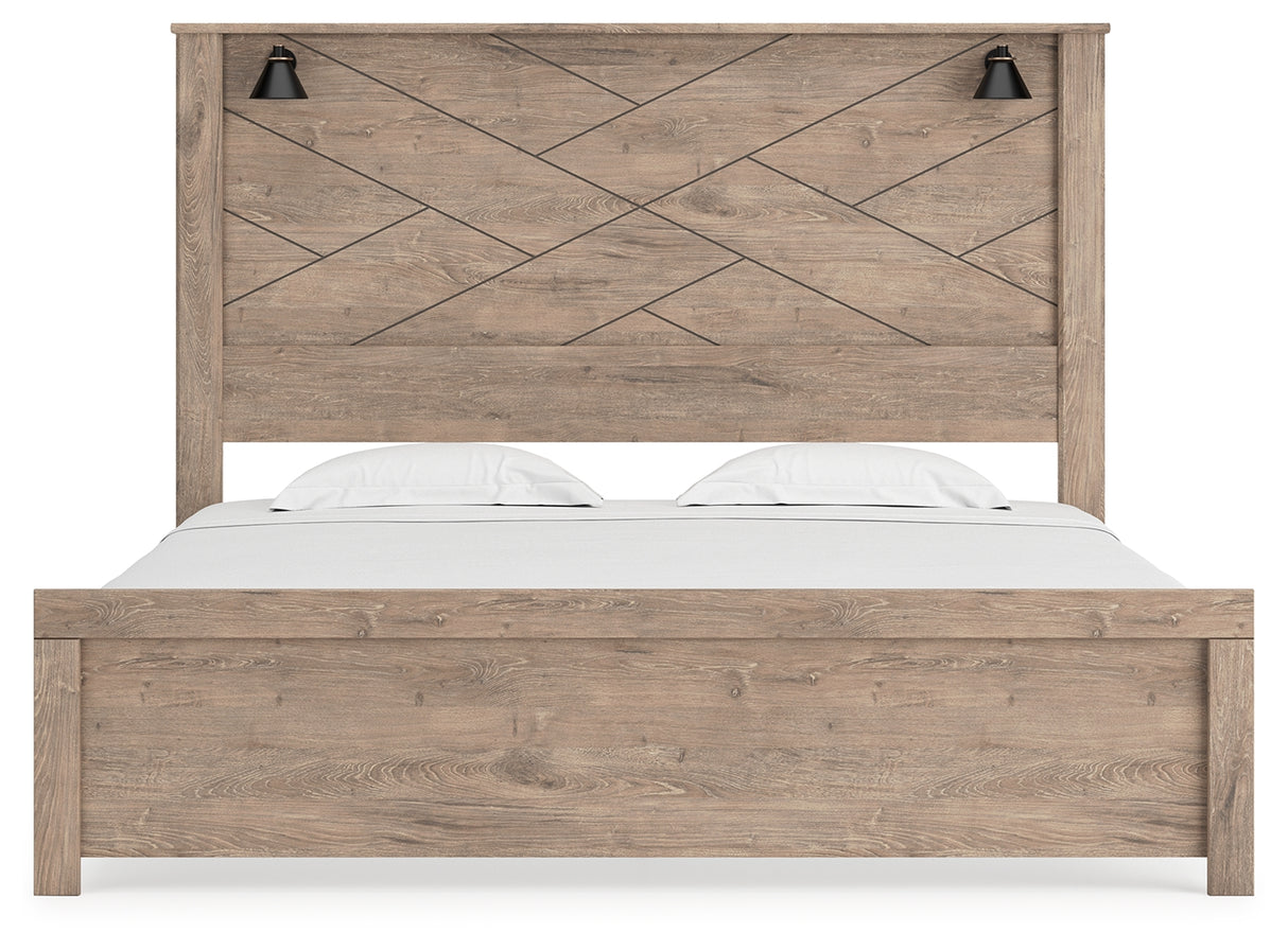 Senniberg Light Brown/White King Panel Bed
