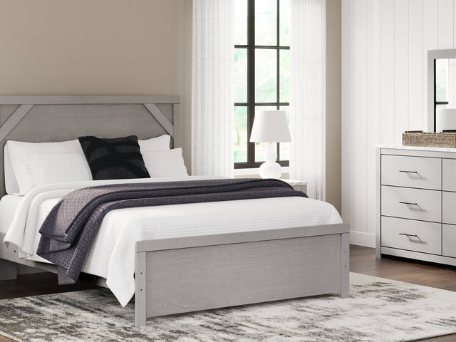 Cottonburg Light Gray/White Queen Panel Bed