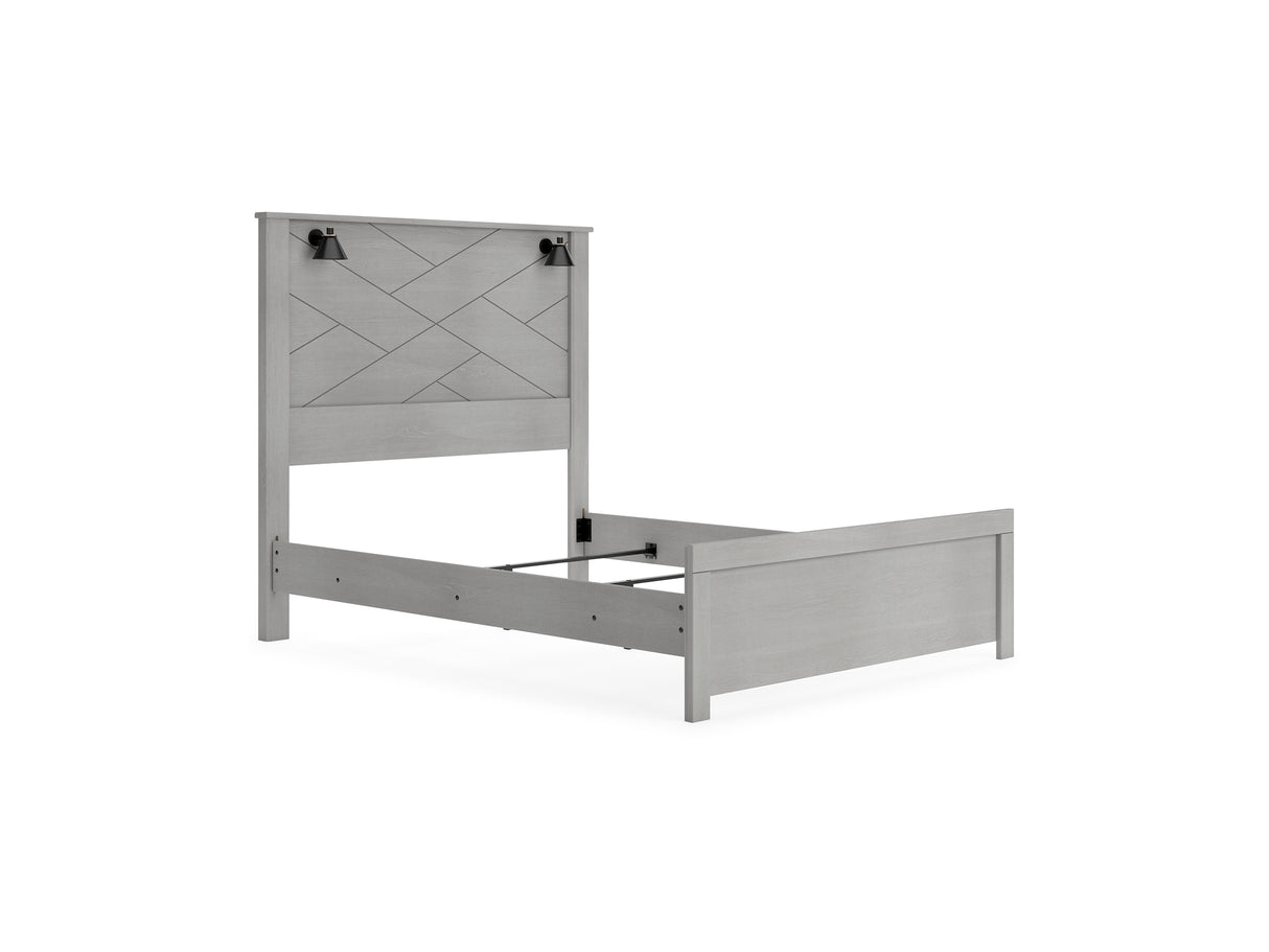 Cottonburg Light Gray/White Queen Panel Bed