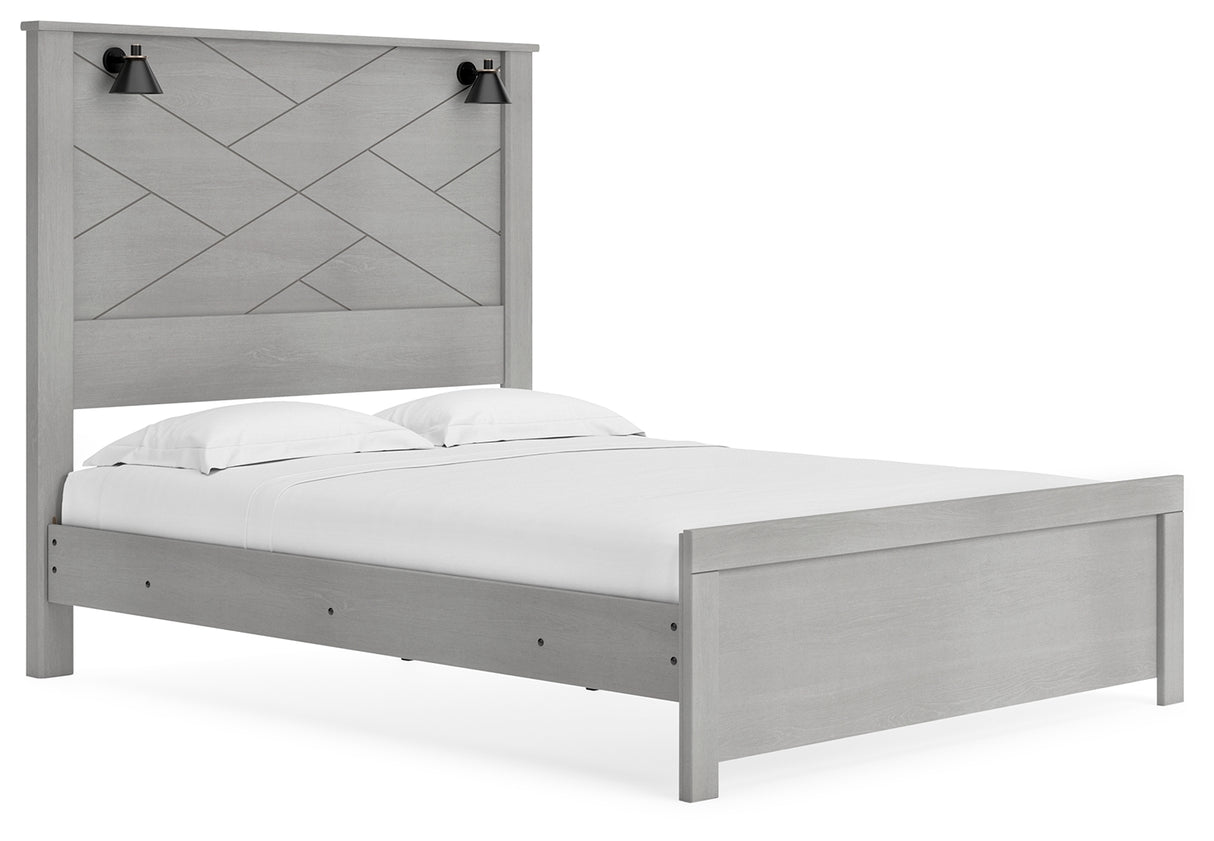 Cottonburg Light Gray/White Queen Panel Bed