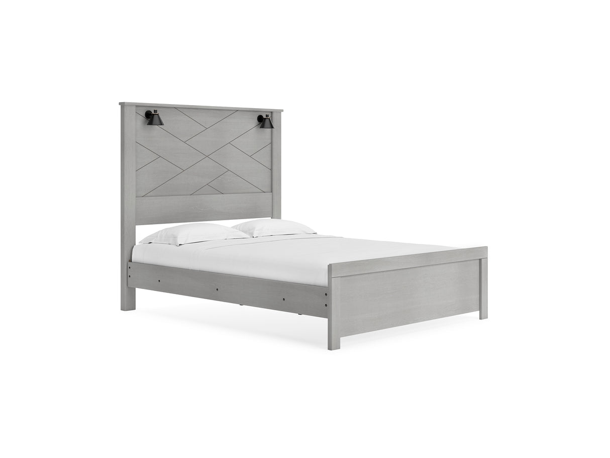Cottonburg Light Gray/White Queen Panel Bed