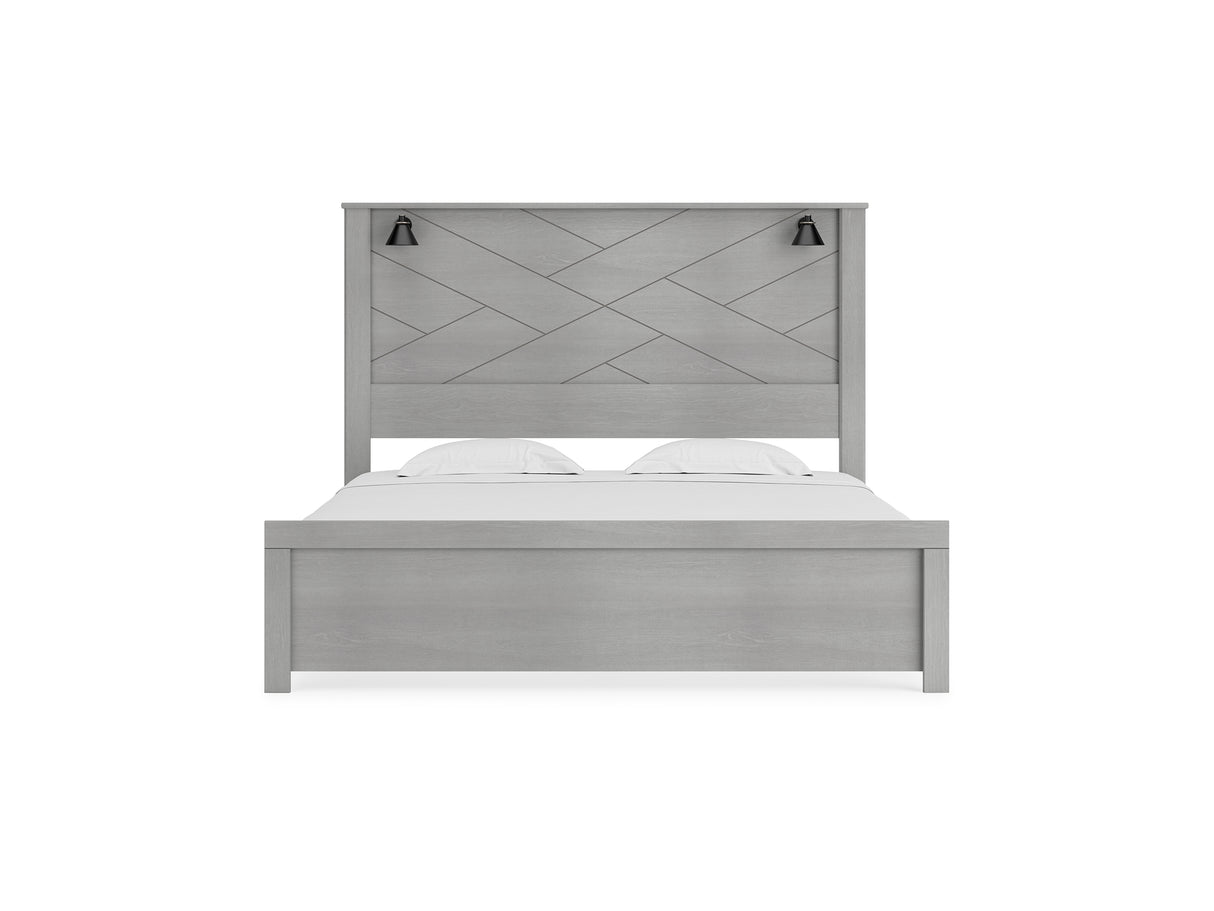 Cottonburg Light Gray/White King Panel Bed