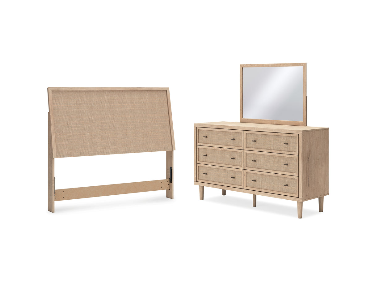 Cielden Two-Tone Queen Panel Headboard, Dresser And Mirror