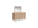 Cielden Two-Tone Queen Panel Headboard, Dresser And Mirror