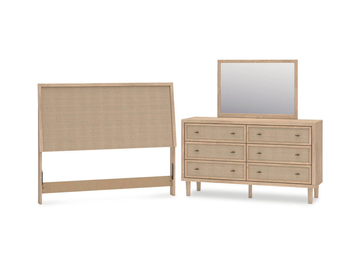 Cielden Two-Tone Queen Panel Headboard, Dresser And Mirror