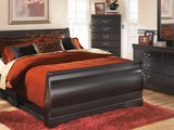 Huey Vineyard Black Full Sleigh Bed, Dresser, Mirror, Chest And Nightstand