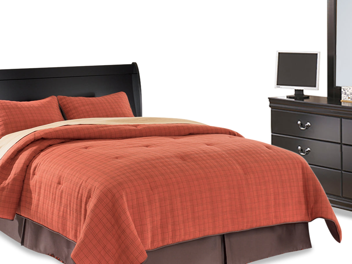 Huey Vineyard Black Queen Sleigh Headboard, Dresser, Mirror And Nightstand