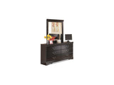 Huey Vineyard Black Queen Sleigh Headboard With Dresser, Mirror And 2 Nightstands