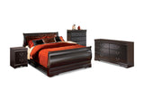 Huey Vineyard Black Queen Sleigh Bed, Dresser, Chest And Nightstand